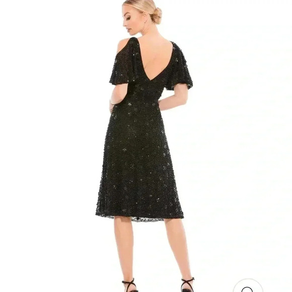 NWT Mac Duggal Cold Shoulder Sequins Dress - Picture 2 of 8
